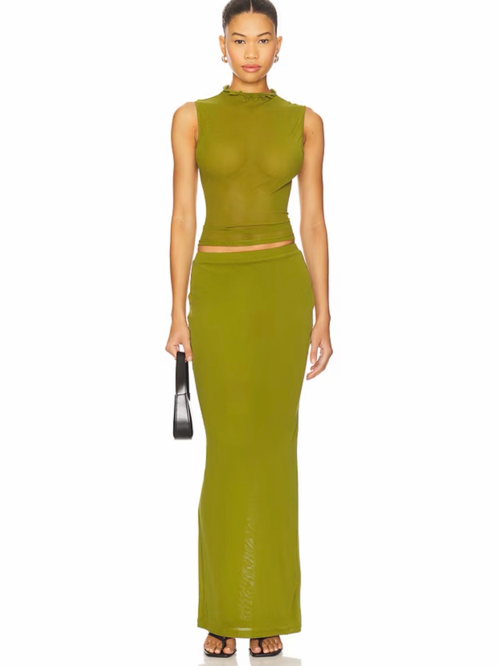 DYLN Olive Green Two-Piece Maxi Skirt Set Size M